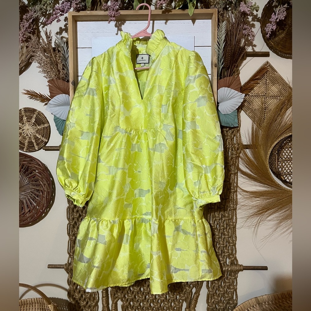 Tuckernuck Neon Yellow Floral Mini Dress